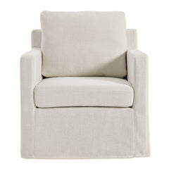 Serene Salt Fabric Slipcovered Swivel Armchair - Ornate Home