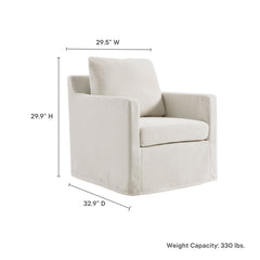 Serene Salt Fabric Slipcovered Swivel Armchair - Ornate Home