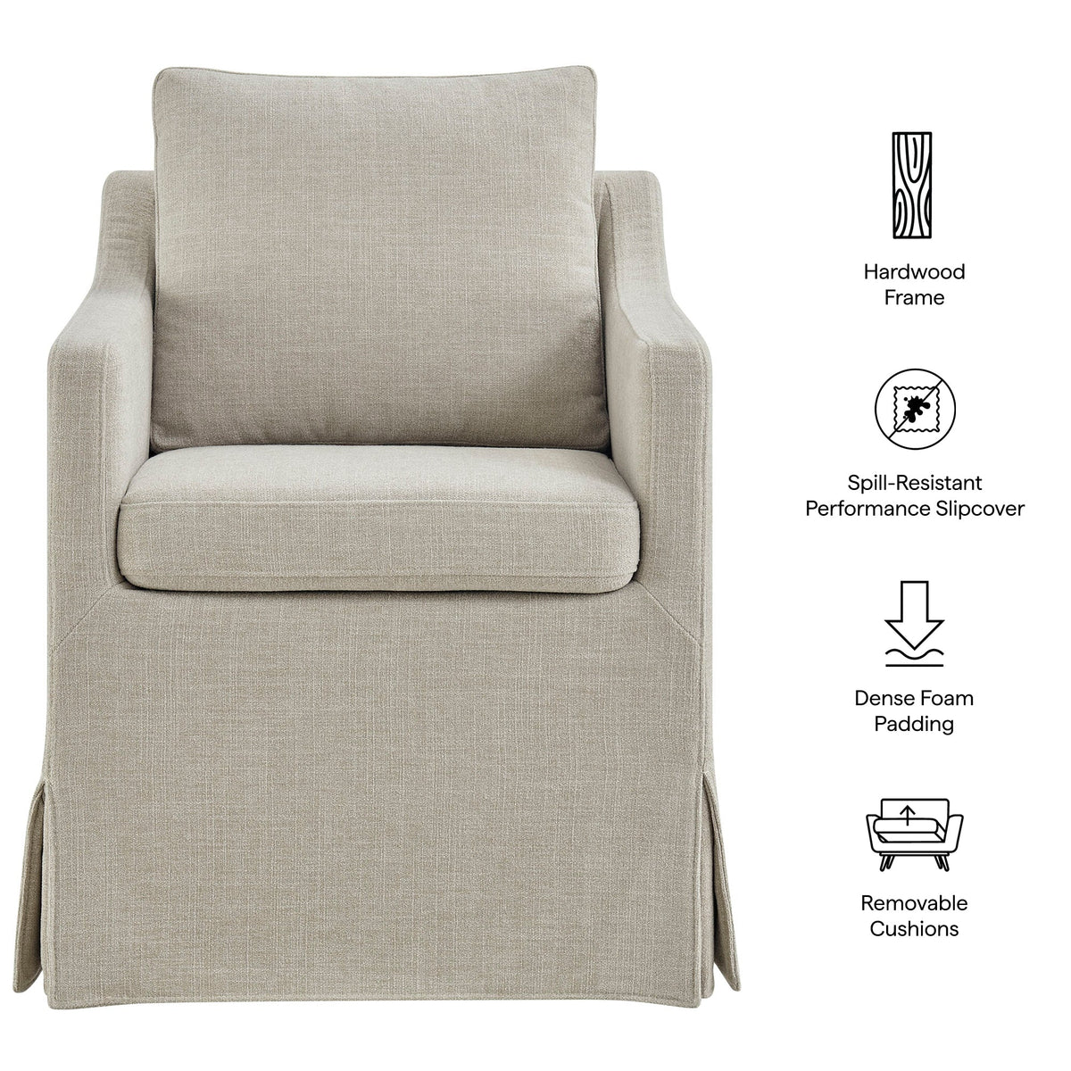 Serene Salt Slipcovered Performance Fabric Dining Armchair - Ornate Home