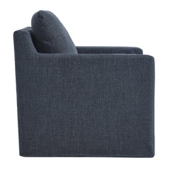 Serene Slate Blue Fabric Slipcovered Swivel Armchair - Ornate Home
