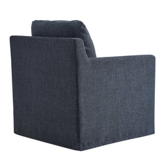 Serene Slate Blue Fabric Slipcovered Swivel Armchair - Ornate Home