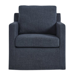 Serene Slate Blue Fabric Slipcovered Swivel Armchair - Ornate Home