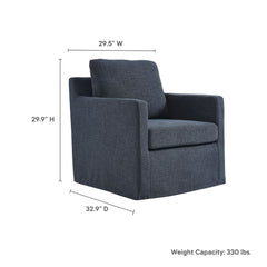 Serene Slate Blue Fabric Slipcovered Swivel Armchair - Ornate Home