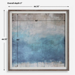 Serenity Paused Blue/Gray/Woodtone Framed Abstract Print - Ornate Home