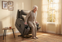 Serenity Slate Grey Ultra Infinite Position Lift Chair with Power Headrest, Heat, Massage & Wireless Charging - Ornate Home