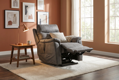 Serenity Slate Grey Ultra Infinite Position Lift Chair with Power Headrest, Heat, Massage & Wireless Charging - Ornate Home