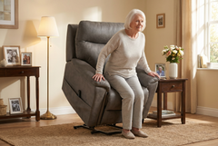 Serenity Slate Grey Ultra Infinite Position Lift Chair with Power Headrest, Heat, Massage & Wireless Charging - Ornate Home