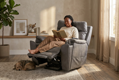 Serenity Slate Grey Ultra Infinite Position Lift Chair with Power Headrest, Heat, Massage & Wireless Charging - Ornate Home