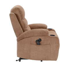 Sereno Black Power Lift Chair With Massage Heat Charging Ports And Cup-holders - Ornate Home