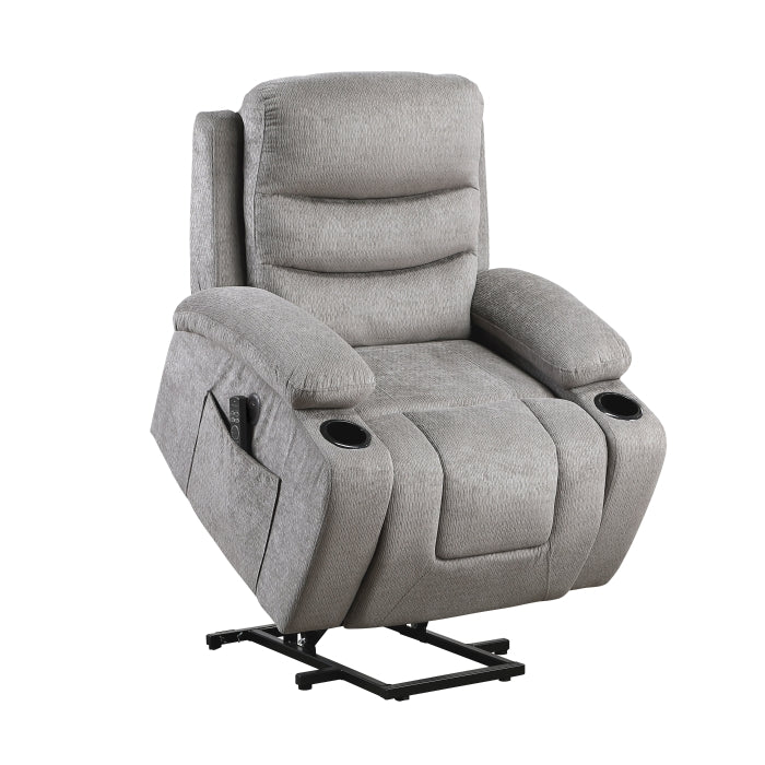 Sereno Black Power Lift Chair With Massage Heat Charging Ports And Cup-holders - Ornate Home