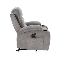 Sereno Black Power Lift Chair With Massage Heat Charging Ports And Cup-holders - Ornate Home