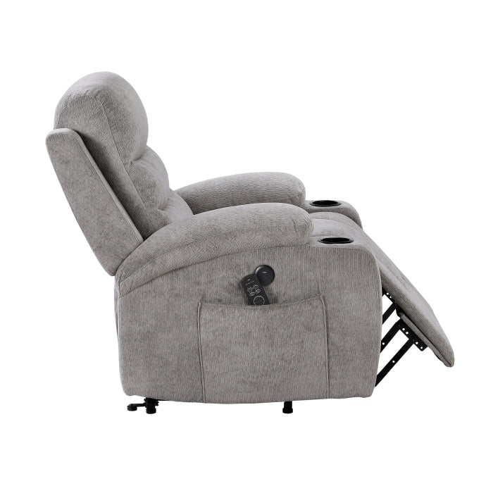 Sereno Black Power Lift Chair With Massage Heat Charging Ports And Cup-holders - Ornate Home