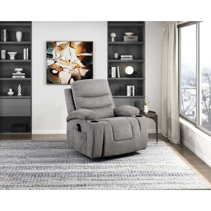 Sereno Black Power Lift Chair With Massage Heat Charging Ports And Cup-holders - Ornate Home