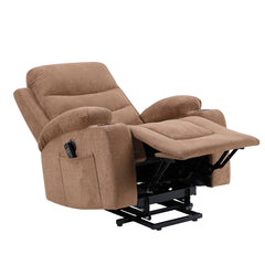 Sereno Black Power Lift Chair With Massage Heat Charging Ports And Cup-holders - Ornate Home