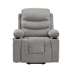 Sereno Black Power Lift Chair With Massage Heat Charging Ports And Cup-holders - Ornate Home