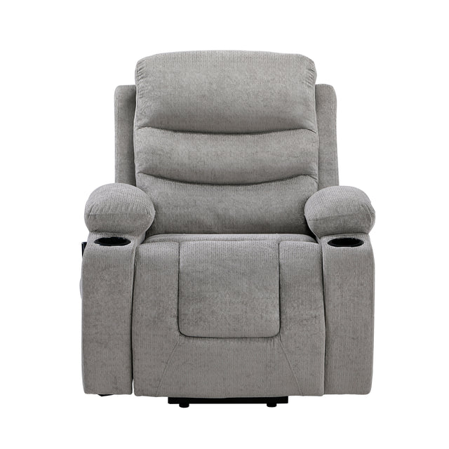 Sereno Black Power Lift Chair With Massage Heat Charging Ports And Cup-holders - Ornate Home