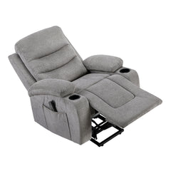 Sereno Black Power Lift Chair With Massage Heat Charging Ports And Cup-holders - Ornate Home