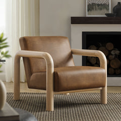 Sereno Canyon/Oak Vegan Leather Accent Chair - Ornate Home