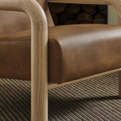 Sereno Canyon/Oak Vegan Leather Accent Chair - Ornate Home
