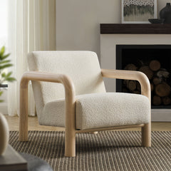 Sereno Cream/Oak Boucle Accent Chair - Ornate Home
