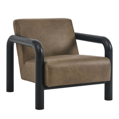 Sereno Mushroom/Black Vegan Leather Accent Chair - Ornate Home