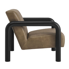 Sereno Mushroom/Black Vegan Leather Accent Chair - Ornate Home