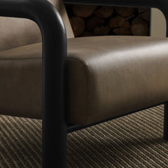 Sereno Mushroom/Black Vegan Leather Accent Chair - Ornate Home