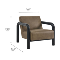 Sereno Mushroom/Black Vegan Leather Accent Chair - Ornate Home