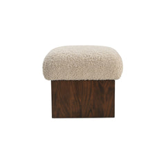 Serge Cream Faux Shearling Ottoman - Ornate Home