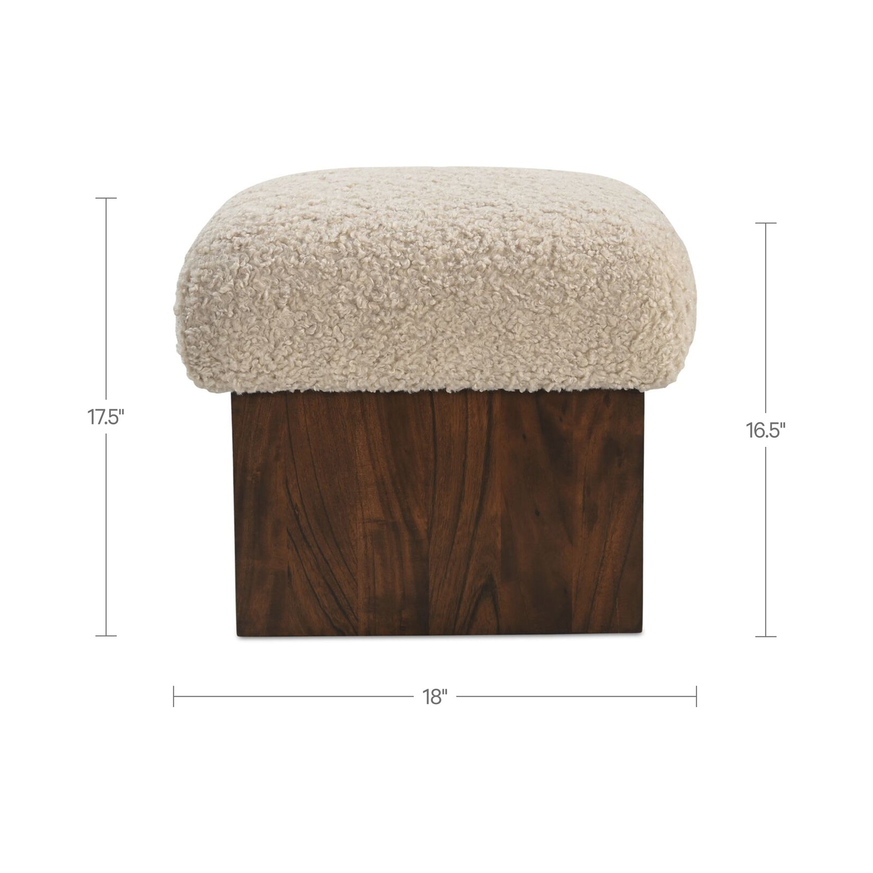 Serge Cream Faux Shearling Ottoman - Ornate Home