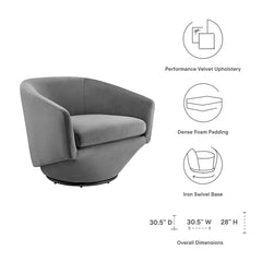 Series Gray Performance Velvet Fabric Swivel Chair - Ornate Home