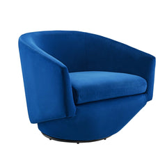 Series Navy Performance Velvet Fabric Swivel Chair - Ornate Home