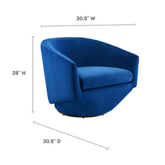 Series Navy Performance Velvet Fabric Swivel Chair - Ornate Home