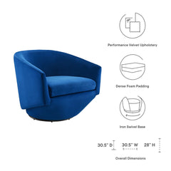 Series Navy Performance Velvet Fabric Swivel Chair - Ornate Home