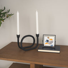 Serpens Black Metal Large Candleholder - Ornate Home