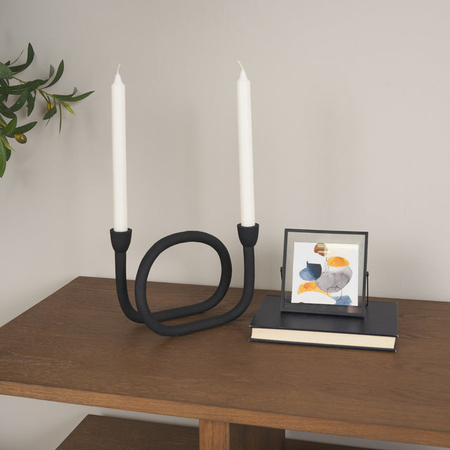 Serpens Black Metal Large Candleholder - Ornate Home