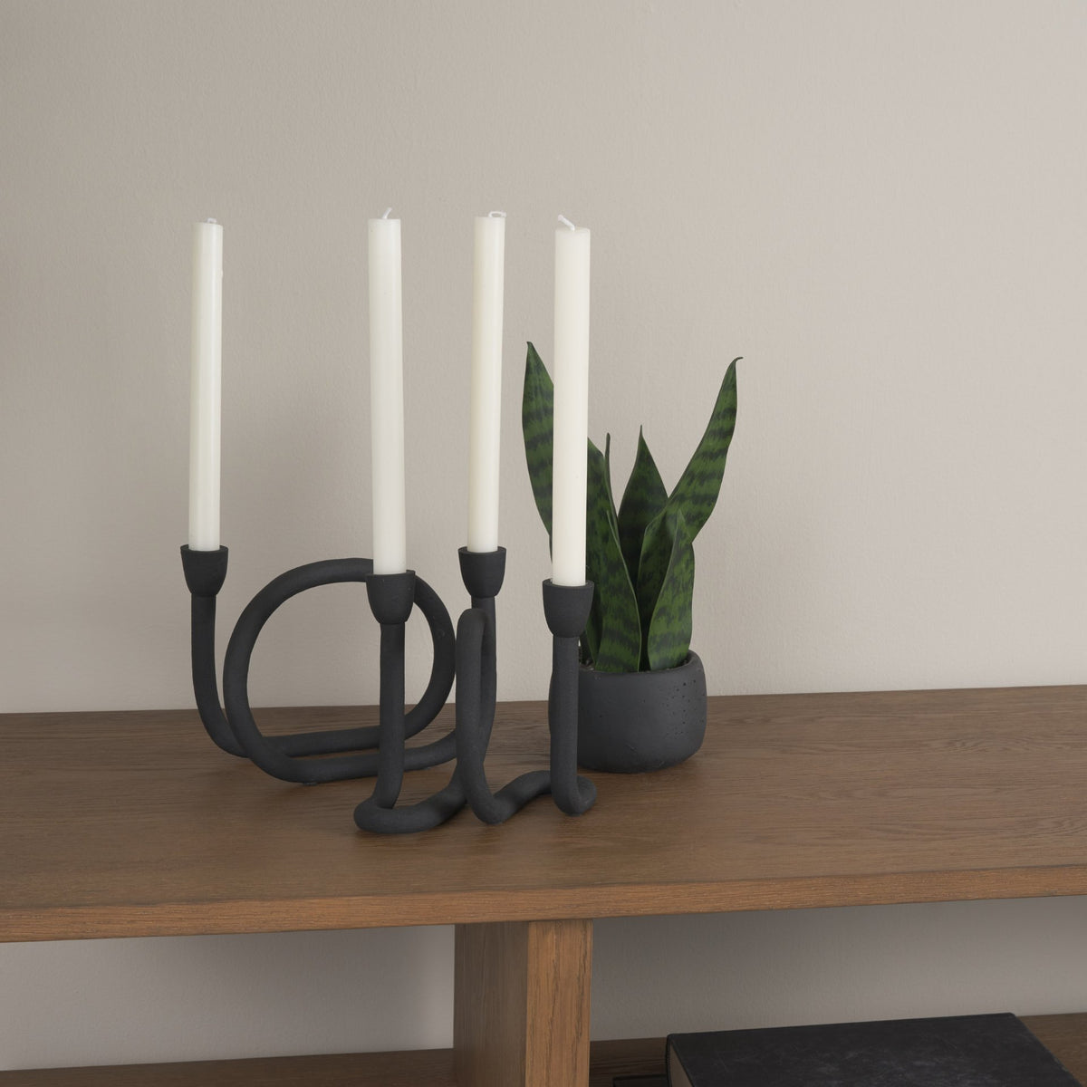 Serpens Black Metal Large Candleholder - Ornate Home