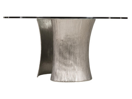 Serpentine Clear/Bright Nickel Round 60" Dining Table - Ornate Home