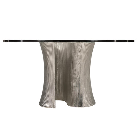 Serpentine Clear/Bright Nickel Round 60" Dining Table - Ornate Home