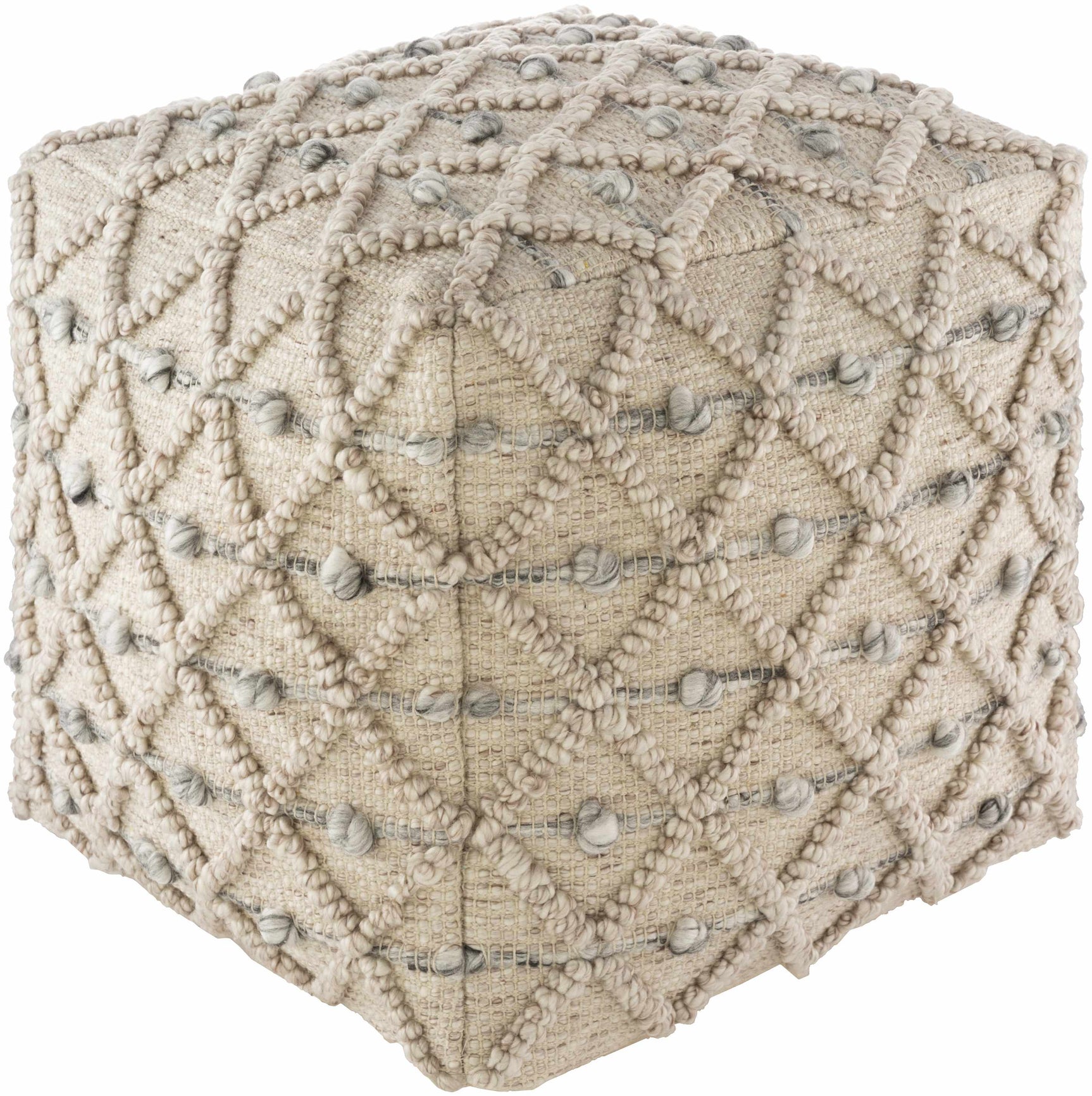 Serpentine Taupe Hand Woven Pouf - Ornate Home