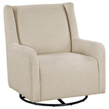 Serra Sandy Beige Boucle Upholstered Swivel Glider - Ornate Home