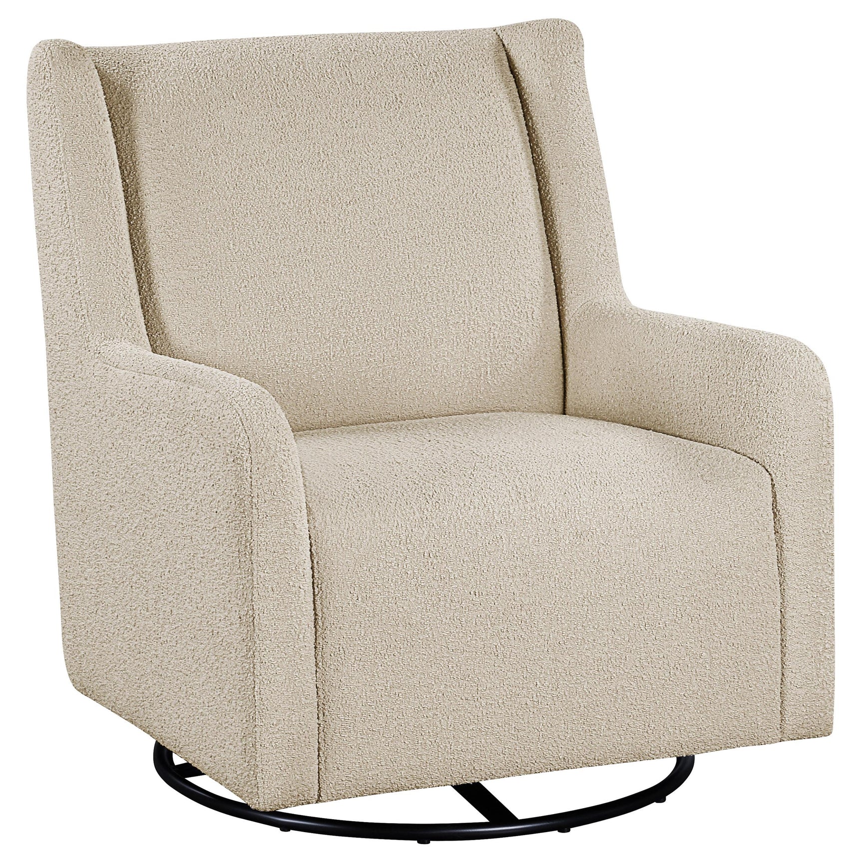 Serra Sandy Beige Boucle Upholstered Swivel Glider - Ornate Home
