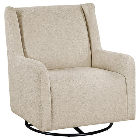 Serra Sandy Beige Boucle Upholstered Swivel Glider - Ornate Home