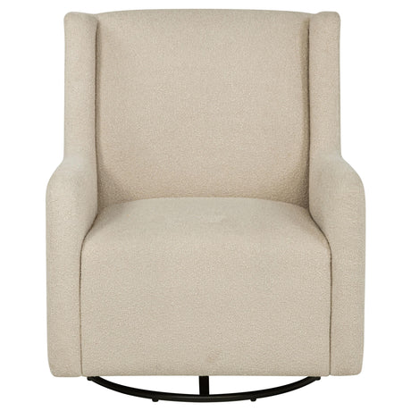 Serra Sandy Beige Boucle Upholstered Swivel Glider - Ornate Home