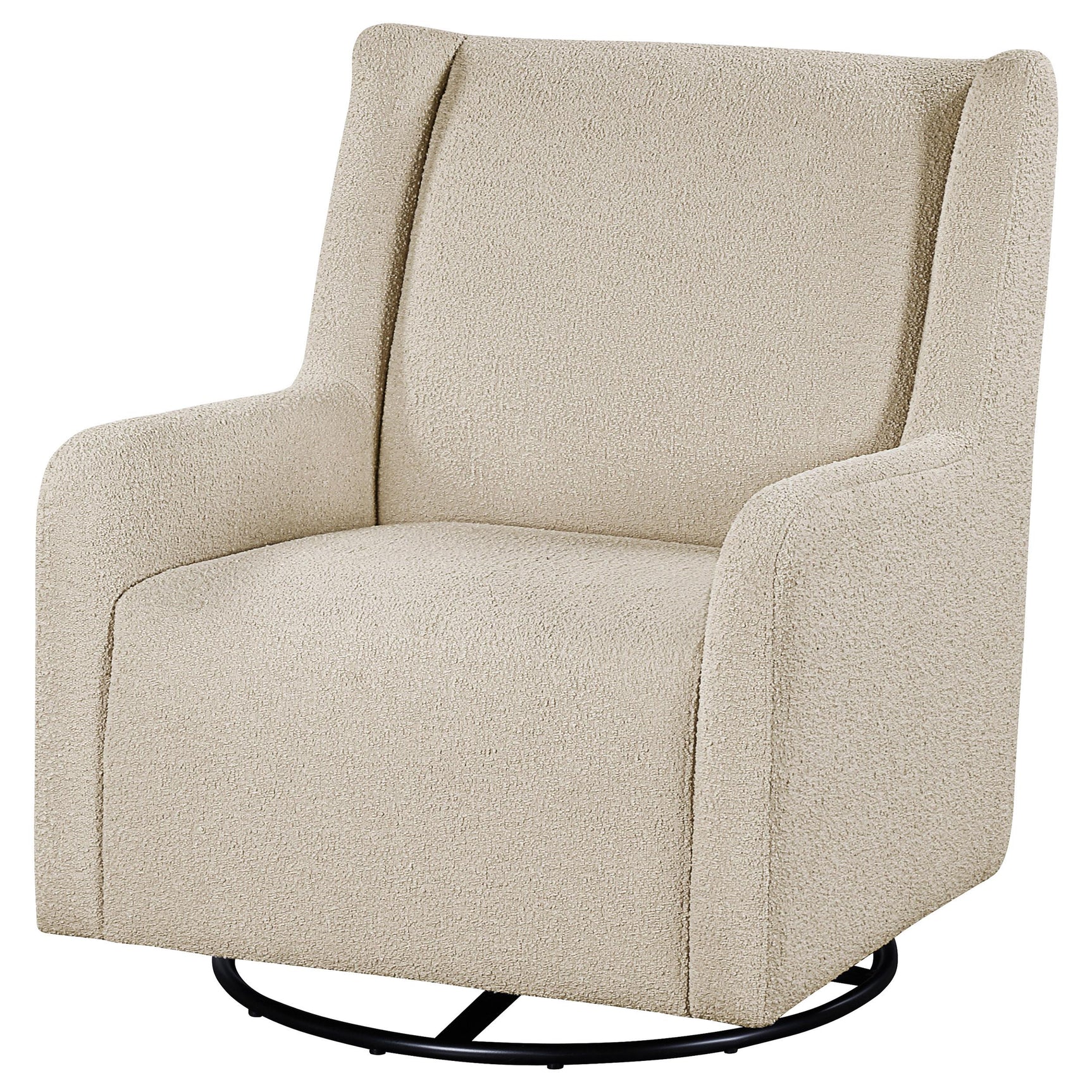 Serra Sandy Beige Boucle Upholstered Swivel Glider - Ornate Home