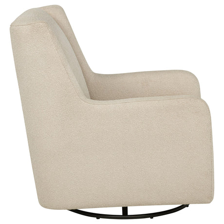 Serra Sandy Beige Boucle Upholstered Swivel Glider - Ornate Home