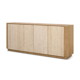 Serrin Brown Solid Wood with Travertine 4 Door Closed Sideboard