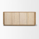 Serrin Brown Solid Wood with Travertine 4 Door Closed Sideboard