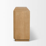 Serrin Brown Solid Wood with Travertine 4 Door Closed Sideboard