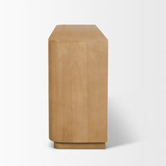Serrin Brown Solid Wood with Travertine 4 Door Closed Sideboard